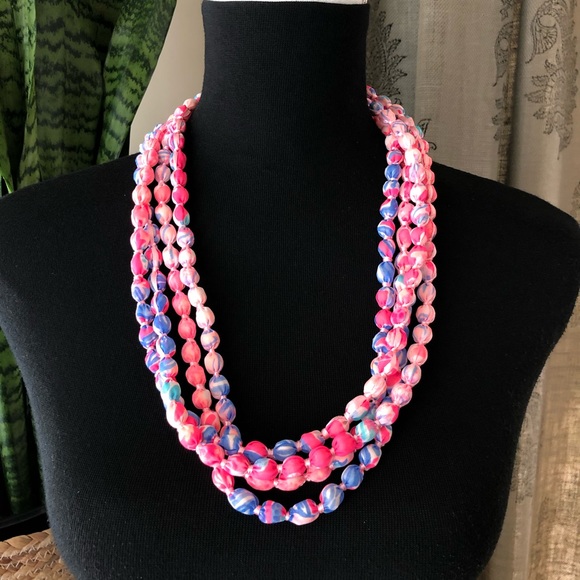 NWT Lilly Pulitzer Long Fabric Necklace New Pink
